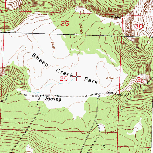 Topographic Map of Sheep Creek Park, WY