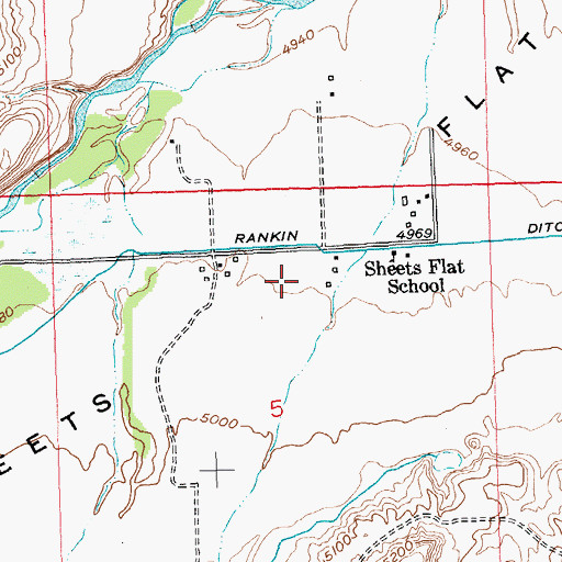 Topographic Map of Sheets Flat, WY