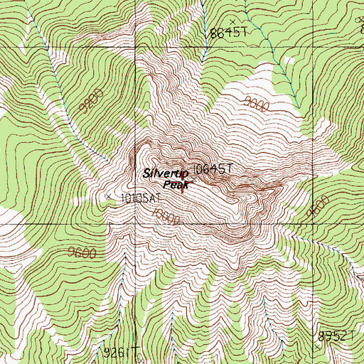 Topographic Map of Silvertip Peak, WY