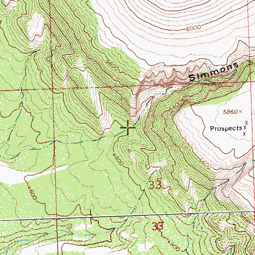 Topographic Map of Simmons Canyon, WY