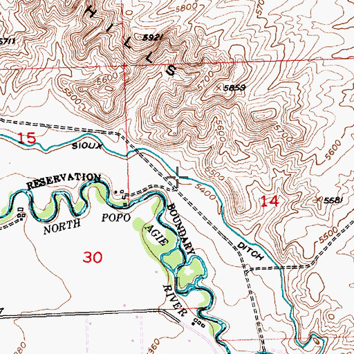 Topographic Map of Sioux Ditch, WY