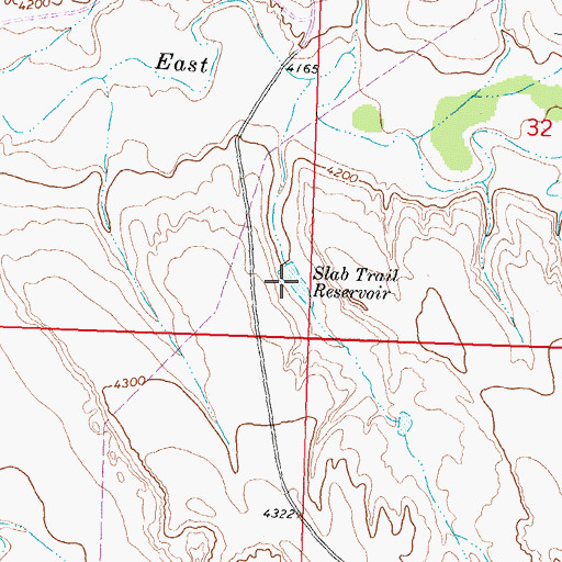 Topographic Map of Slab Trail Reservoir, WY