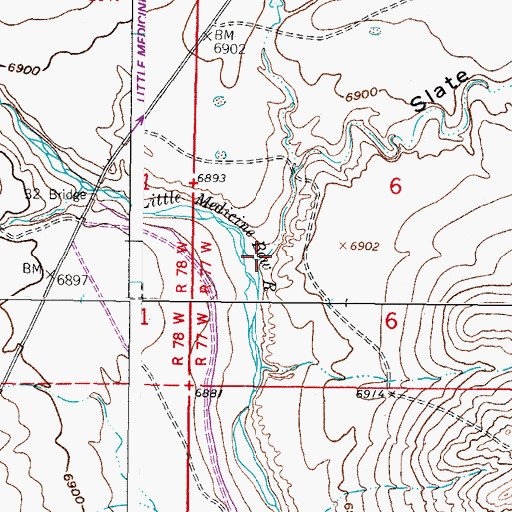Topographic Map of Slate Draw, WY