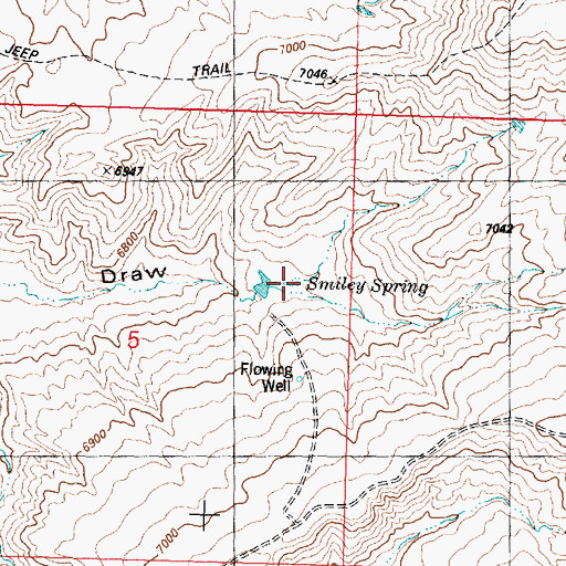 Topographic Map of Smiley Spring, WY