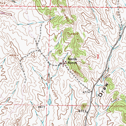 Topographic Map of Smith Ranch, WY