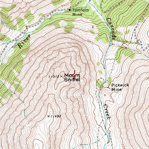 Topographic Map of Mount Sniffel, WY