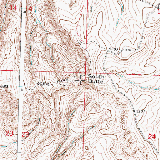 Topographic Map of South Butte, WY