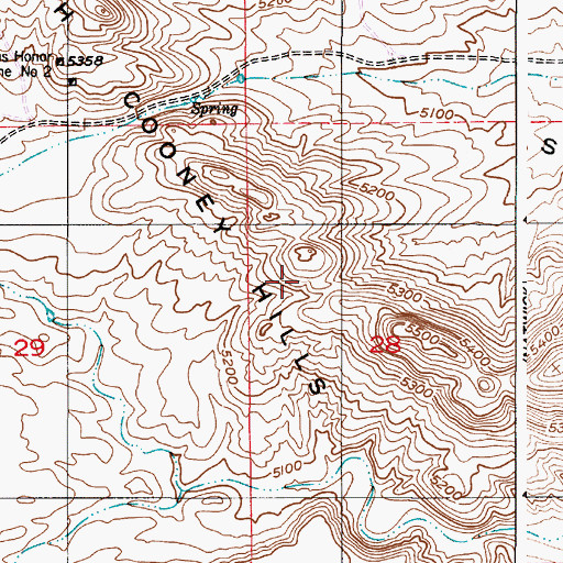Topographic Map of South Cooney Hills, WY