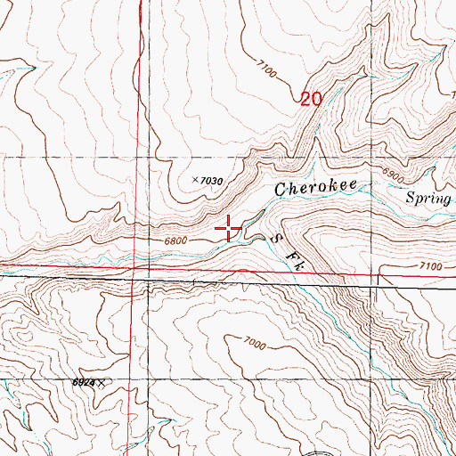 Topographic Map of South Fork Cherokee Creek, WY
