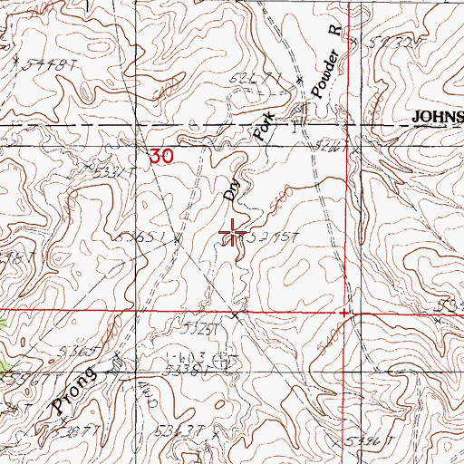Topographic Map of South Prong Dry Fork Powder River, WY