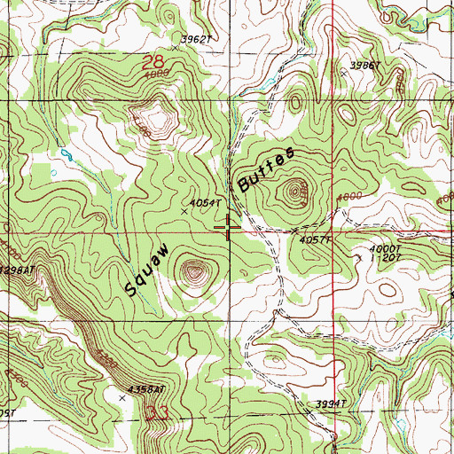 Topographic Map of Squaw Buttes, WY