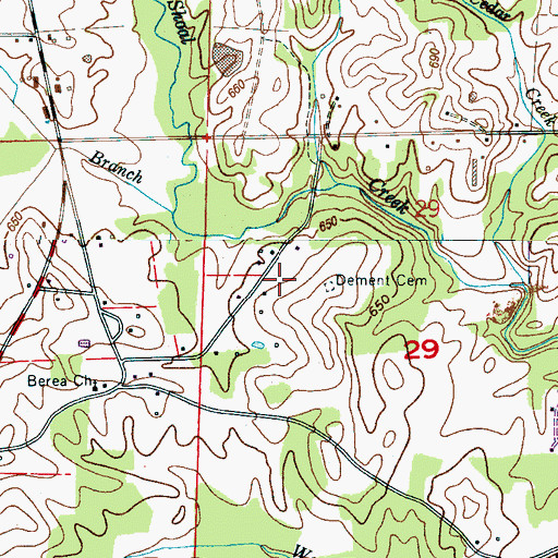 Topographic Map of Dement Cemetery, AL