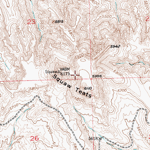 Topographic Map of Squaw Teats, WY