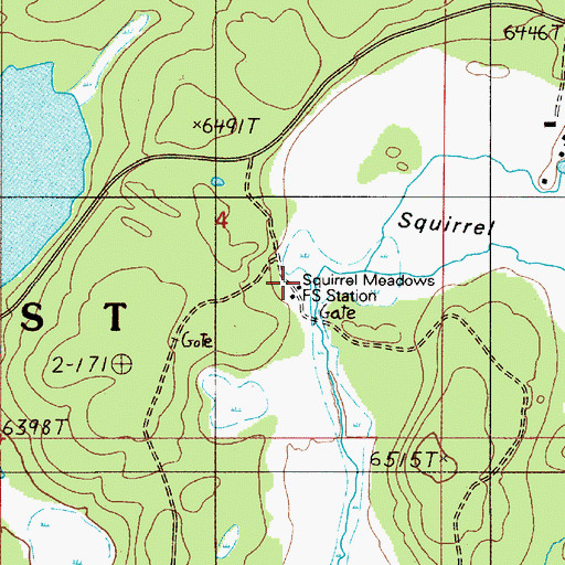 Topographic Map of Squirrel Meadows Guard Station, WY