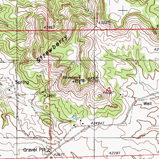 Topographic Map of Stawberry Hill, WY