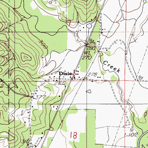 Topographic Map of Dixie, AL