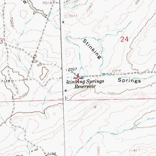 Topographic Map of Stinking Springs Reservoir, WY