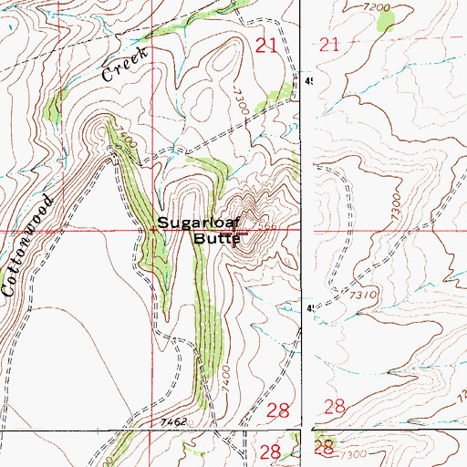 Topographic Map of Sugarloaf Butte, WY