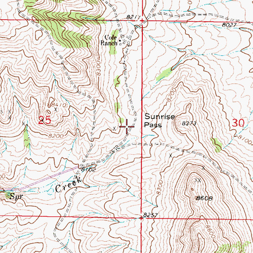 Topographic Map of Sunrise Pass, WY