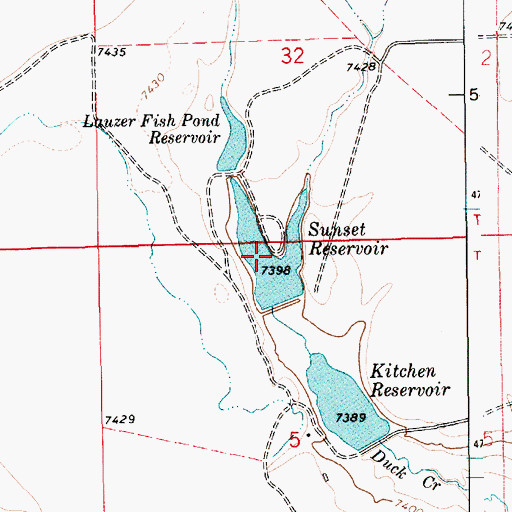 Topographic Map of Sunset Reservoir, WY