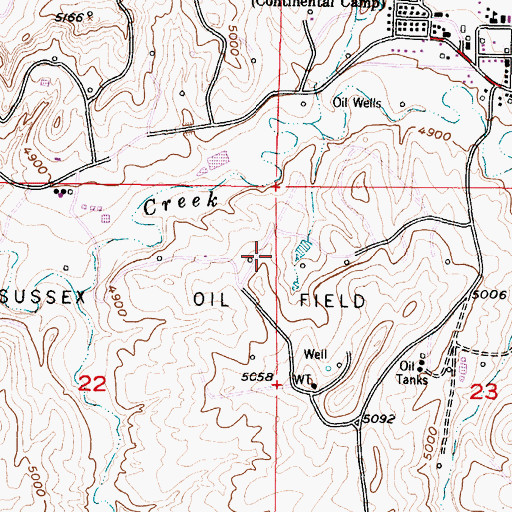 Topographic Map of Sussex Oil Field, WY