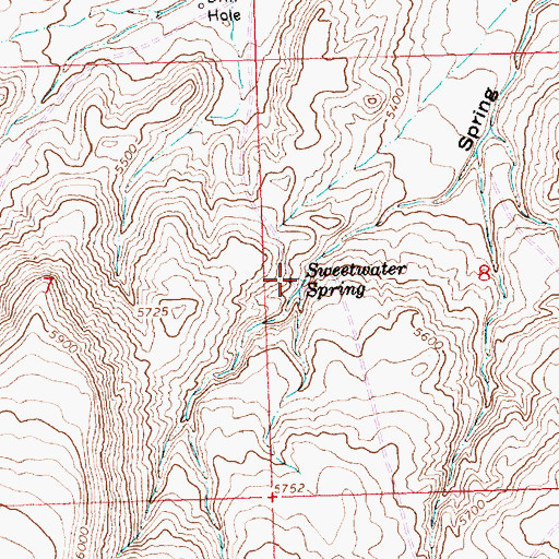 Topographic Map of Sweetwater Spring, WY