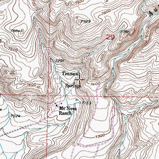 Topographic Map of Tennant Spring, WY