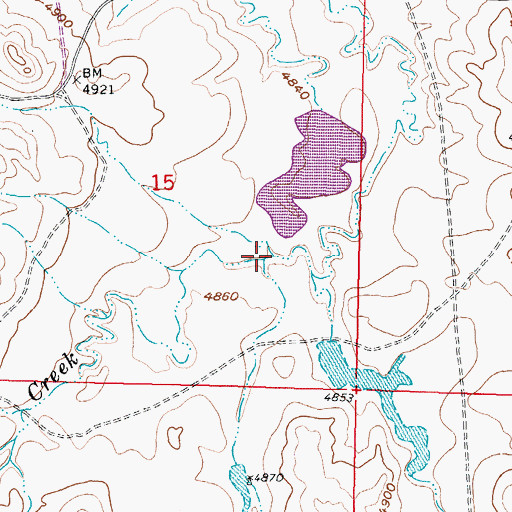 Topographic Map of Tex Springs Creek, WY