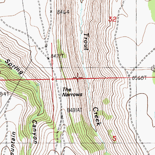 Topographic Map of The Narrows, WY