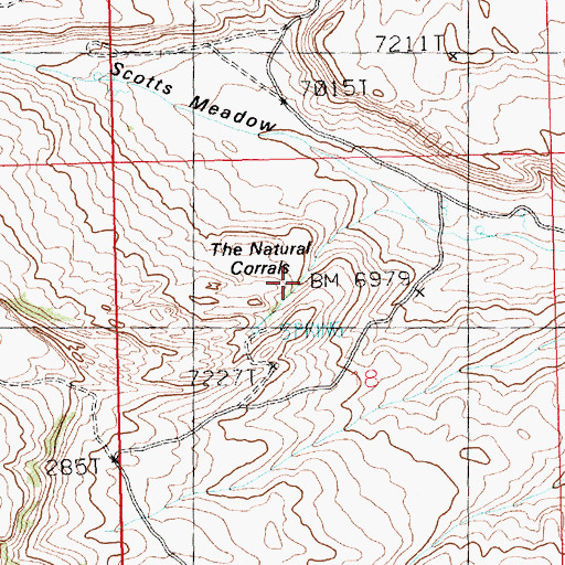 Topographic Map of The Natural Corrals, WY