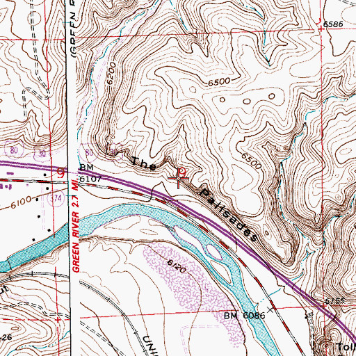 Topographic Map of The Palisades, WY
