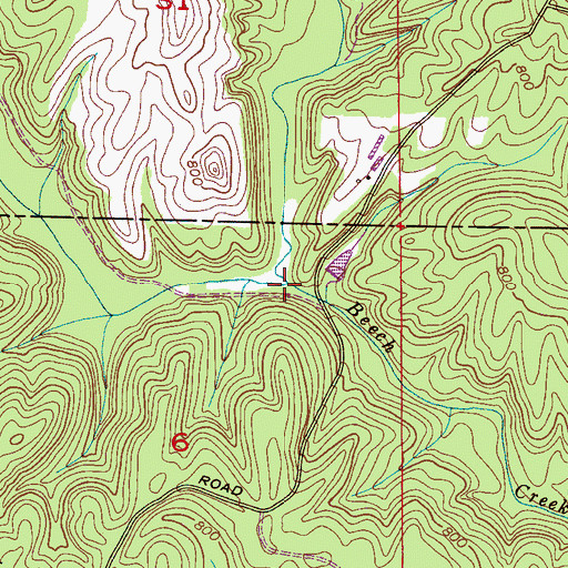 Topographic Map of East Fork Beech Creek, AL