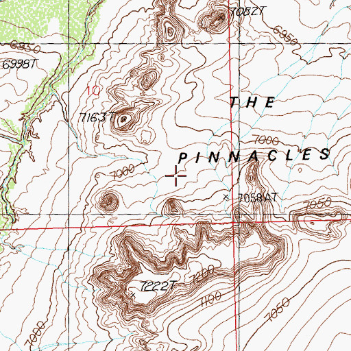 Topographic Map of The Pinnacles, WY