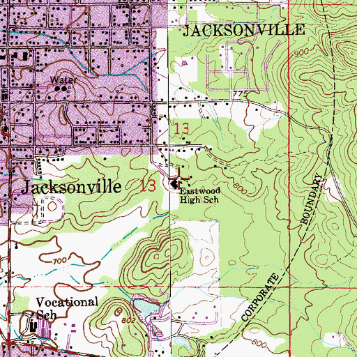 Topographic Map of Eastwood High School, AL