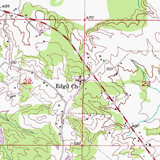Topographic Map of Edgil Church, AL