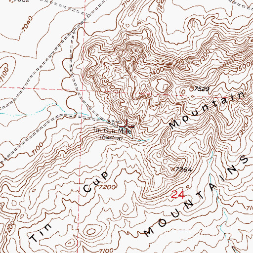 Topographic Map of Tin Cup Mine, WY