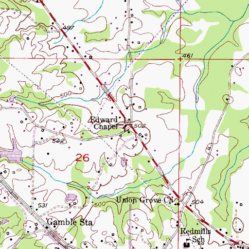 Topographic Map of Edward Chapel, AL