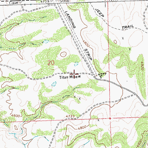 Topographic Map of Titan Mine, WY