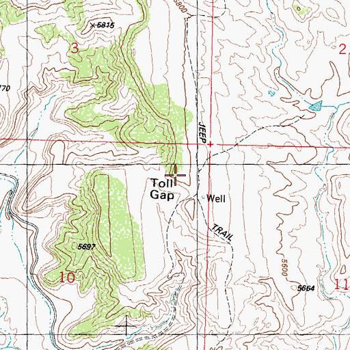 Topographic Map of Toll Gap, WY