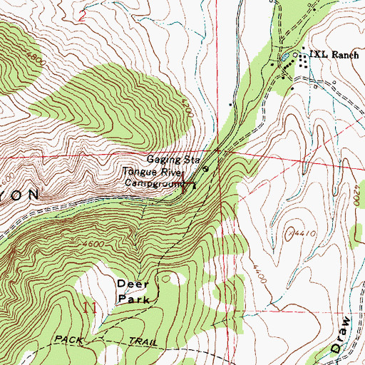 Topographic Map of Tongue River Campground, WY