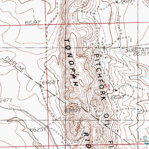 Topographic Map of Tonopah Ridge, WY