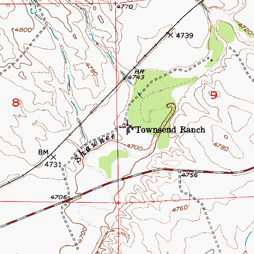Topographic Map of Townsend Ranch, WY