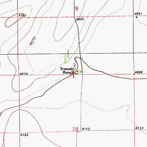 Topographic Map of Tremain Ranch, WY