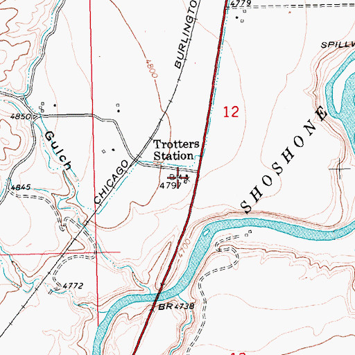 Topographic Map of Trotters Station, WY