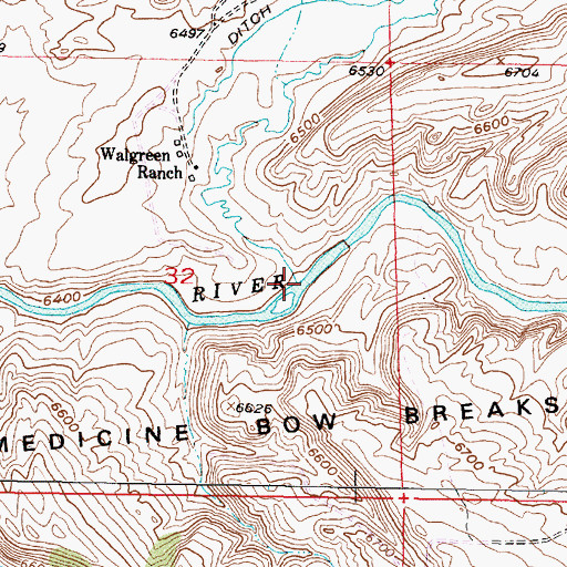 Topographic Map of Troublesome Creek, WY
