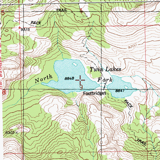 Topographic Map of Twin Lakes, WY