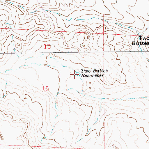 Topographic Map of Two Buttes Reservoir, WY