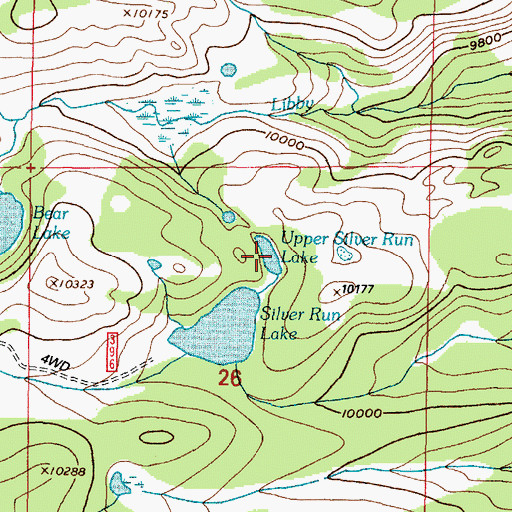 Topographic Map of Upper Silver Run Lake, WY