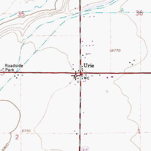 Topographic Map of Urie, WY