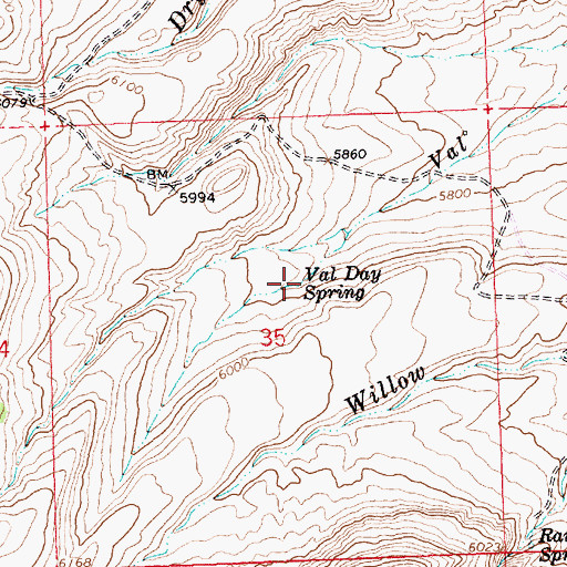 Topographic Map of Val Day Spring, WY